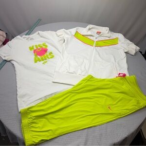 Nike Neon Yellow and Hot Pink Athletic Skirt & Jacket Accent Set